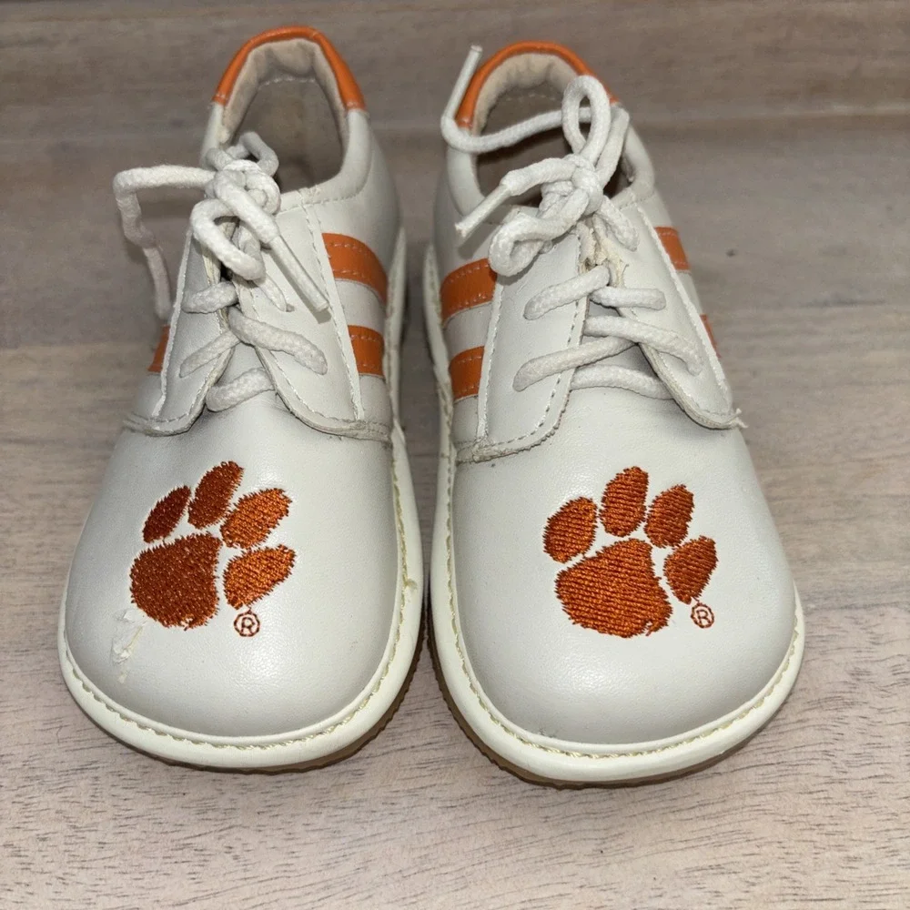 Clemson Tigers TEAM SQUEAKS Baby Tennis Shoes Size 8 Lace Up